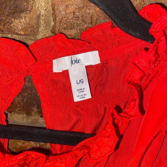 Joie Cayenne Red Sleeveless Smocked Keyhole Blouse Women's Size Large - Picture 5 of 7